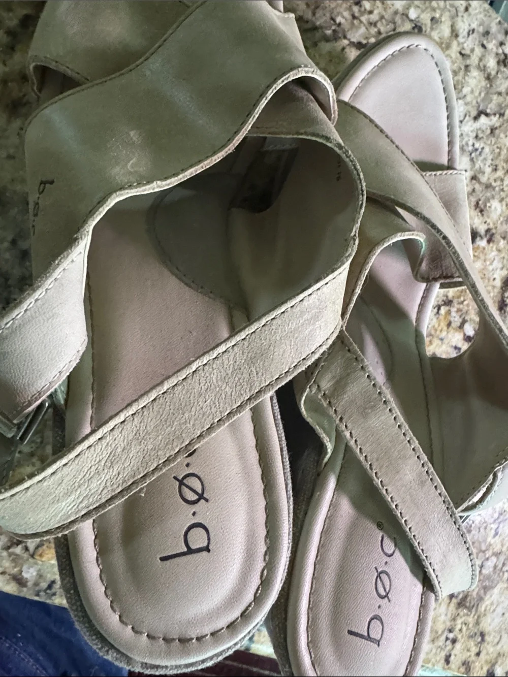 b.o.c. Crisscross Taupe Wedge Sandals